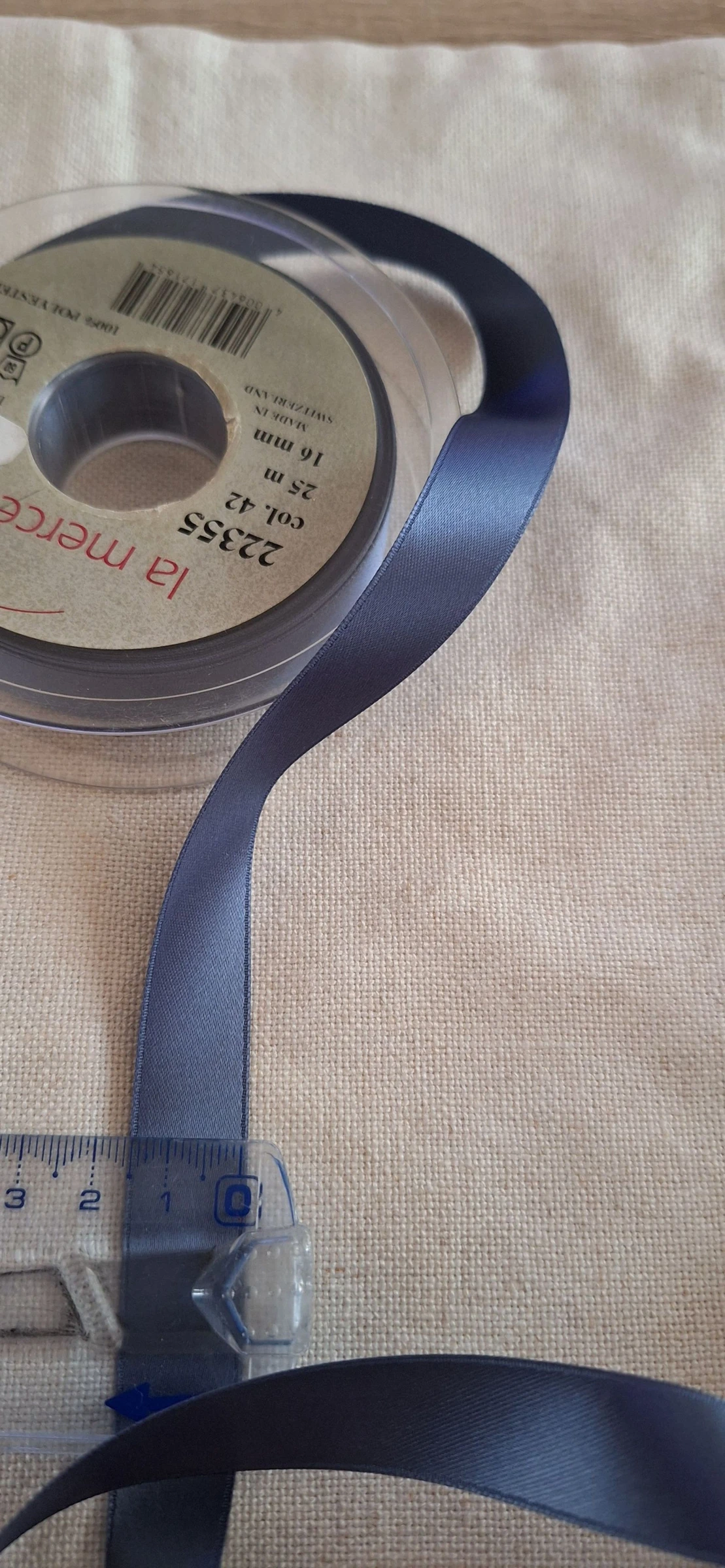 Satin 16 mm ruban de 5 mètres double face gris bleuté 